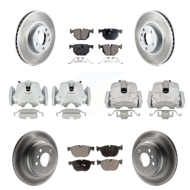 Transit Auto Front Rear Disc Brake Caliper Coated Rotors and Semi-Metallic Pads Kit (10Pc) for Car BMW X5 X6 KCG-101048P