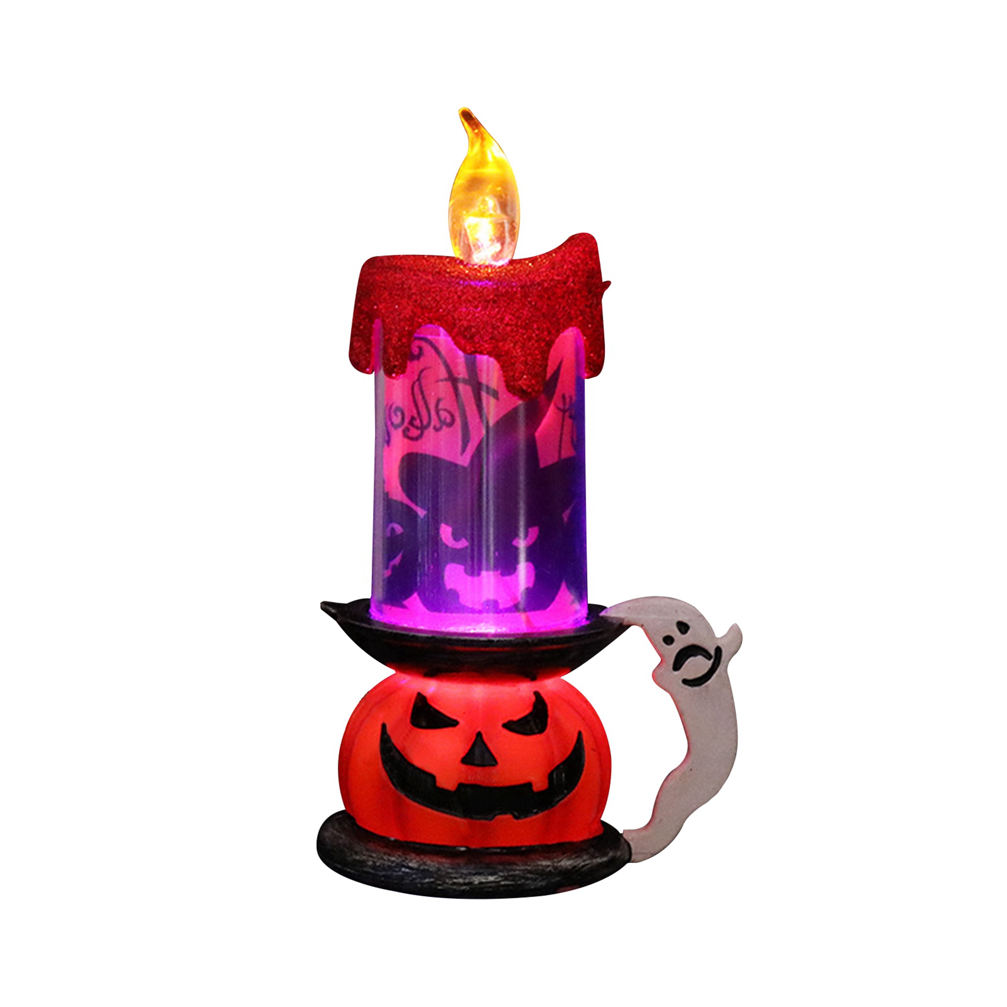 Sunisery Halloween Flameless Candle Halloween Spooky LED Glitter Candles with Skeleton Pumpkin