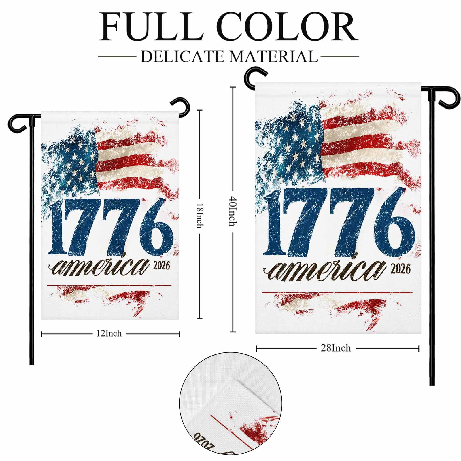 4th of July Garden Flags America1776-2026 Garden Flag Double Sided Welcome Flag Vintage USA Flag Independence Day Yard Flags for Outdoor Lawn Porch Memorial Day Seasonal Holiday Decor 28x40 Inch