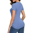 thumbnail image 4 of Breezora Essential Stretch Cotton Tee Women's Classic Crew Neck Short Sleeve Casual Top XL Size Light Blue, 4 of 6