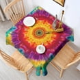 thumbnail image 2 of Colorful Tie Dye Mandala Pattern Square Tablecloth,Waterproof Square Table Cover,Wipeable Spillproof Washable Table Cover for Home Kitchen Party Decor 42"X42"(107x107cm), 2 of 6