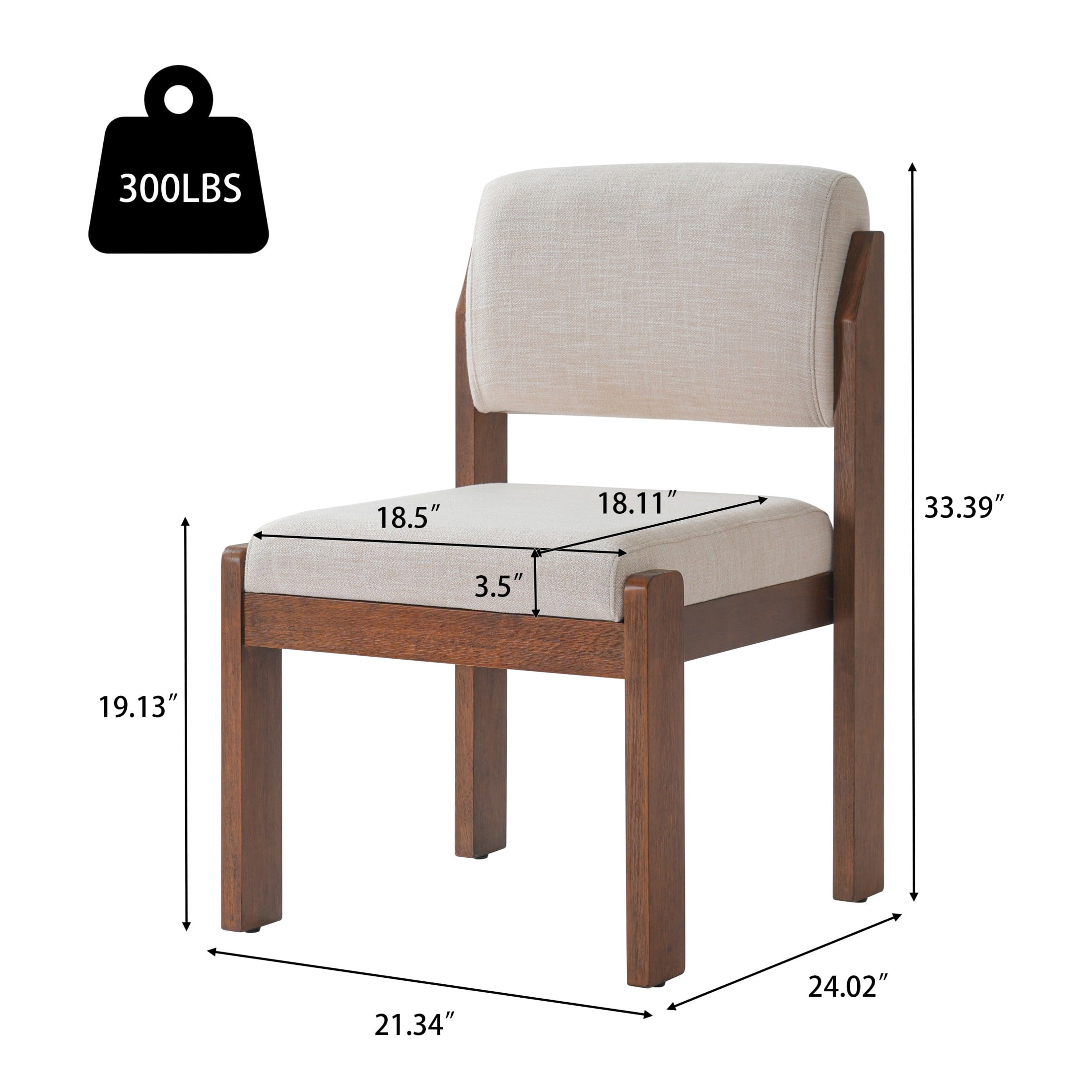 Christopher Knight Home Modern Upholstered Dining Side Chairs, Wood Frame, Walnut+Beige, Set of 6