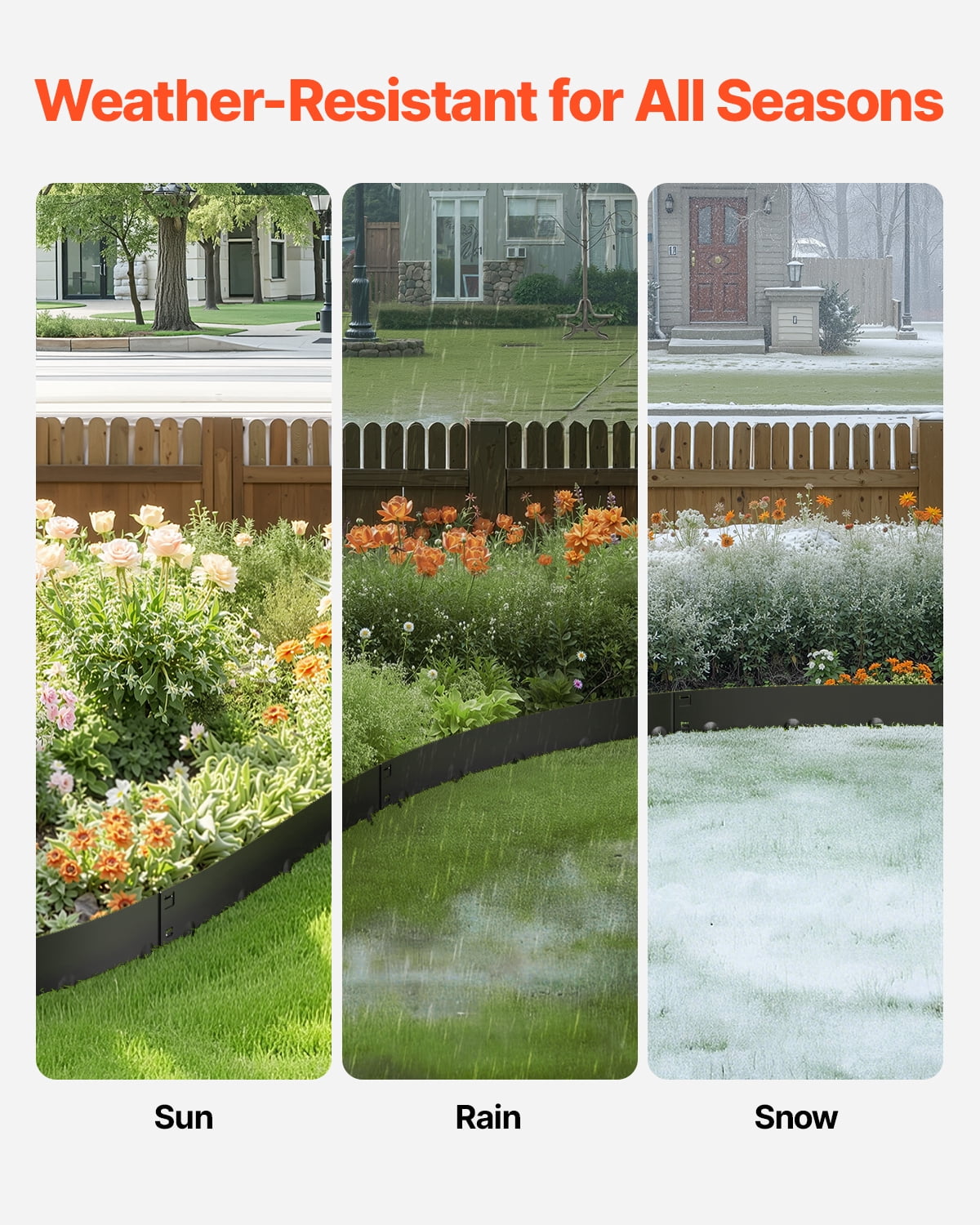 VEVOR Steel Landscape Edging, 5 Packs 39 x 5 in Rust-Resistant Metal Landscape Edging, Bendable Garden Edging Border, Heavy Duty Lawn Edging, Easy-to-Install, Flower Bed Yard Pathway Divider Black