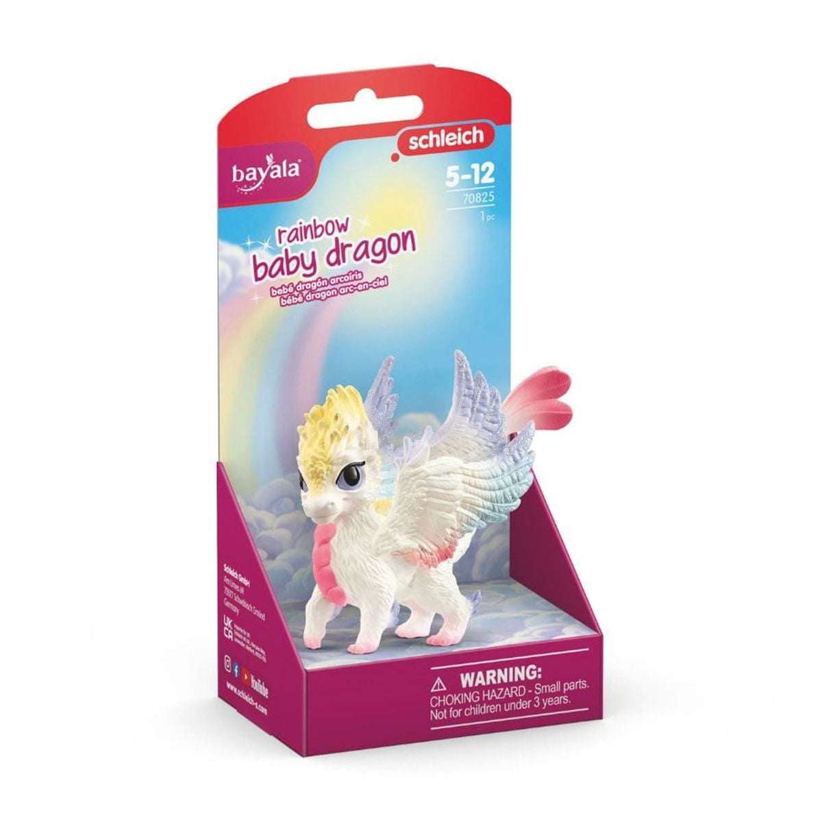Schleich Bayala 4” Rainbow Baby Dragon Figurine with Movable Wings