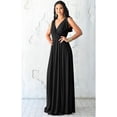 thumbnail image 2 of KOH KOH Long Bridesmaid Wedding Guest Sleeveless V-Neck Full Floor Length Flowy Sexy Wrap Formal Evening Cocktail Party Tall Maxi Dress Gown For Women Black X-Large US 14-16 NT333, 2 of 6