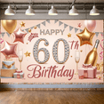 thumbnail image 4 of Rose Gold Theme Happy 60th Birthday Party Banner for Celebration Indoor Decoration Event, 4 of 9