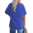 thumbnail image 3 of Langwyqu Solid Color V Neck Women Plus Size Casual Tee Shirt Loose Fit Tunic Tops, 3 of 5