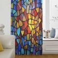 thumbnail image 6 of Blue Red Yellow Sheer Curtains 45 Inches Long, Modern Colored Rainbow Stained Glass Light Filering Curtains, Breathable Simi Curtain Privacy Drapes for Kitchen Bathroom Small Window Treatment, 6 of 9