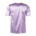 thumbnail image 5 of YEAHDOR Mens Short Sleeve Satin T-Shirt Casual Loose Pajamas Tops Sleepwear Purple XXL, 5 of 7