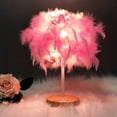 thumbnail image 1 of Lámpara de mesa pequeña cálida, lámpara de plumas creativa, romántica y nórdica, lámpara de noche para dormitorio de niña para sala de bodas, 1 of 3