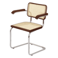 thumbnail image 4 of Breuer Chair Company Marcel Breuer B64 Cesca Cane Cantilever Armchair Arm Chair w/ Chrome Steel Frame Walnut Wood & Natural Cane (Made in Italy) by Furnish Theory, 4 of 13