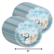 Snowman Winter Onederland 1st Birthday Large 9" Paper Plates in Bulk 32 Piece