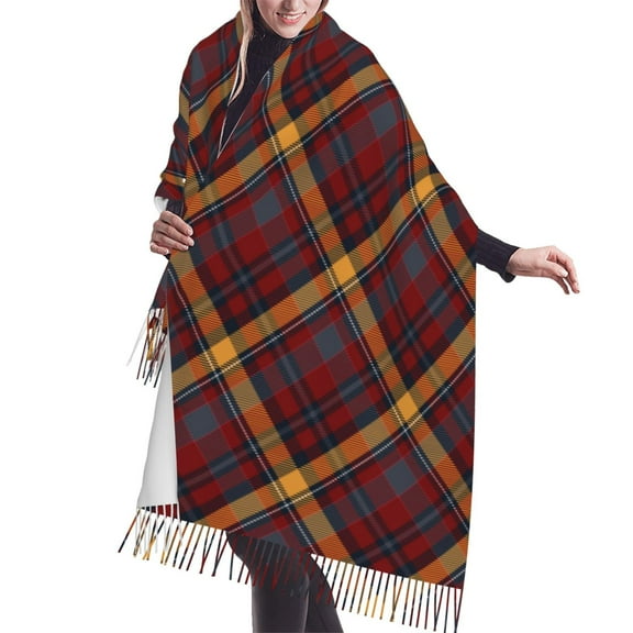 Shawl Wraps for Women - Buffalo Check Plaid Oversized Fall Winter Fashion Blanket Scarf for Women
