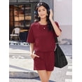 thumbnail image 3 of Ekouaer Womens 100% Cotton 2 Pieces Short Sets Summer Short Sleeve Outfits Casual Matching Lounge Set with Pockets, 3 of 6