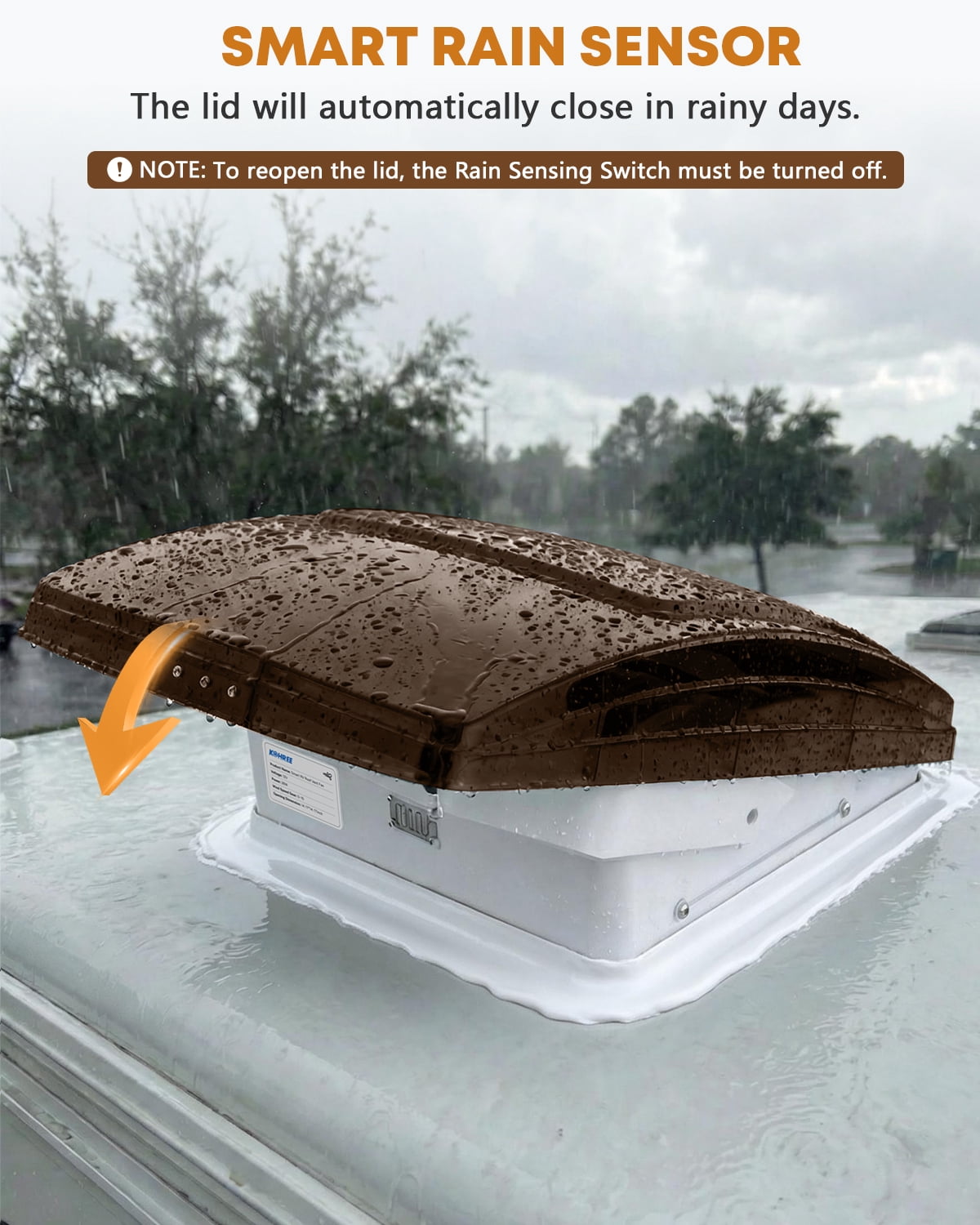 Kohree 14x14 RV Vent Fan, 10-Speed Reversible Powerful Roof Exhaust Fan with Remote, Thermostat, Quiet Operation & Built-in Rain Shield for Camper Trailer