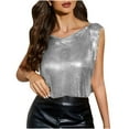 thumbnail image 3 of Laqbezok Women's Sexy Sleeveless Sequin Tank Top, Metallic Sparkly Crop Blouse, Party Night Out Outfit, 3 of 8