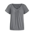 thumbnail image 4 of yueewhu Women's Casual Summer T Shirts Short Sleeve V Neck Tops Tshirts (Grey, XL), 4 of 5