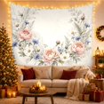 thumbnail image 3 of Pink Roses and Blue Wildflowers in a Soft Wreath, Peaceful Watercolor Style for Flower Lovers, Floral Wall Art, Mother's Day Gift, Tapestry Wall Hanging for Bedroom and Living Room, 3 of 7