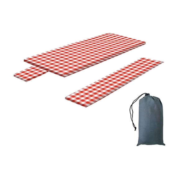 YAMB 3Pcs Outdoor Table & Bench Cover Set, Multicolor Waterproof Picnic Tablecloth & Chair Covers, Foldable Storage Furniture Protector for Patio Yard Camping Travel Daily Use, Red