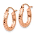 thumbnail image 2 of Real 14kt Rose Gold Polished Lightweight Small Diamond-cut Tube Hoop Earrings; for Adults and Teens; for Women and Men, 2 of 3