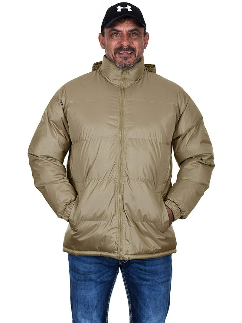 Tallino Men's Cold Weather Mock Neck Puffer Jacket with Zip Off