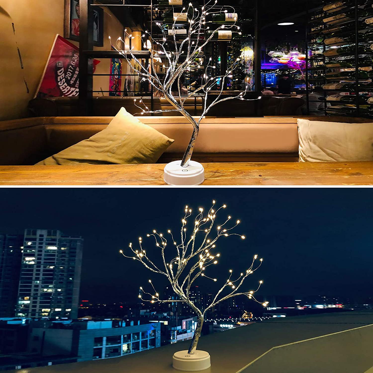 2pcs LED Bonsai Tree Light - 20'' Artificial Fairy Light Tabletop Tree Lamp  with 108 LED Lights - USB/Battery Operated Touch Switch - Christmas Party  Wedding Children's Room Bedroom Living Room Decor 