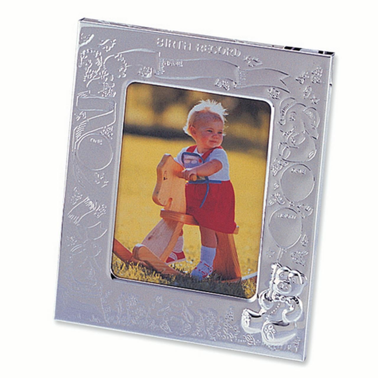 Silver Plated Birth Record 3x4 Photo Frame Baby Picture Album Walmart