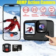 Action Camera,5K/30fps Waterproof Action Camera, with APP & WiFi Control, 1/1.3 Sensor, EIS Anti-Shake, Subject Tracking, Includes 64GB Card, Vlogging Camera Ideal for Sports & Adventure
