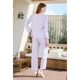 thumbnail image 2 of U2SKIIN Women Button up Pajama Set, Lightweight Long Sleeve Soft Sleepwear Pjs Set, (Light Purple Mel.L), 2 of 5