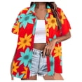 thumbnail image 2 of Women's Short Sleeve Shirts Ladies' Casual Fashion Summer Beach Print Shirt Casual Blouses, 2 of 3