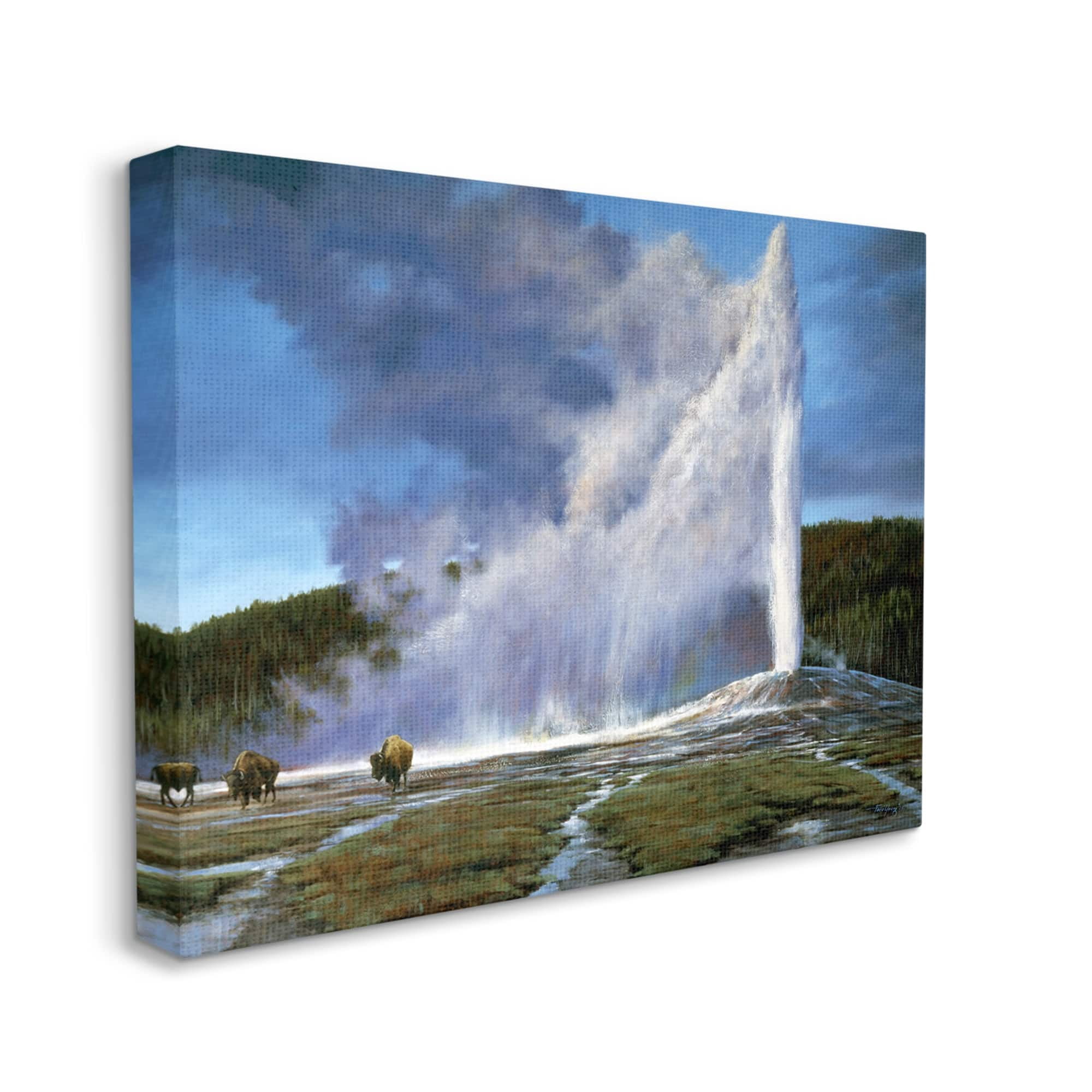 Stupell Industries Old Faithful Geyser Landscape Landscape Photography Gallery Wrapped Canvas Print Wall Art