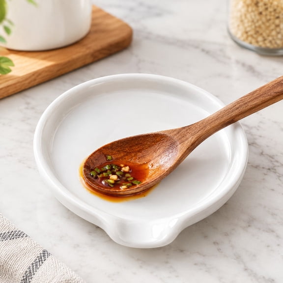 Kitchen Spoon Rest – White Ceramic Utensil Holder, Dishwasher Safe
