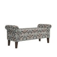 thumbnail image 6 of Homesvale Wallen 56.5"W x 24.5" H Storage Bench Ottoman with Rolled Arms for Living Room, Bedroom, Entryway, Amber & Brown Damask Pattern, 6 of 8