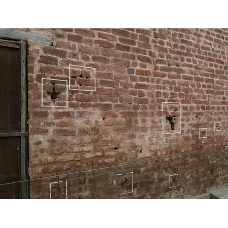 Bullet holes outlined in white paint at site of April 13 1919 massacre of Indians protesting British rule Jallianwala Bagh Amritsar Punjab India Rolled Canvas Art - Panoramic Images (9 x