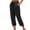 Black, variant on MLQIDK Pedal Pushers for Women Linen Capri Pants Dressy Casual Knee Length Elastic Waist Comfy Shorts Trendy Summer Linen Capri Pants with Pockets Army Green M