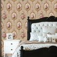 thumbnail image 2 of Peel and Stick Wallpaper Vintage Floral Pink Roses Ornate Frames Wall Mural 23.6in x 9.8ft Self Adhesive Removable Wall Paper Renter Friendly Wallpaper for Bedroom, 2 of 8