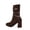Brown Boots for Women, variant on hopeusnice Ruched Block Heel Mid Calf Boot Square Toe Back Zipper Closure Casual Daily Boot Black 36
