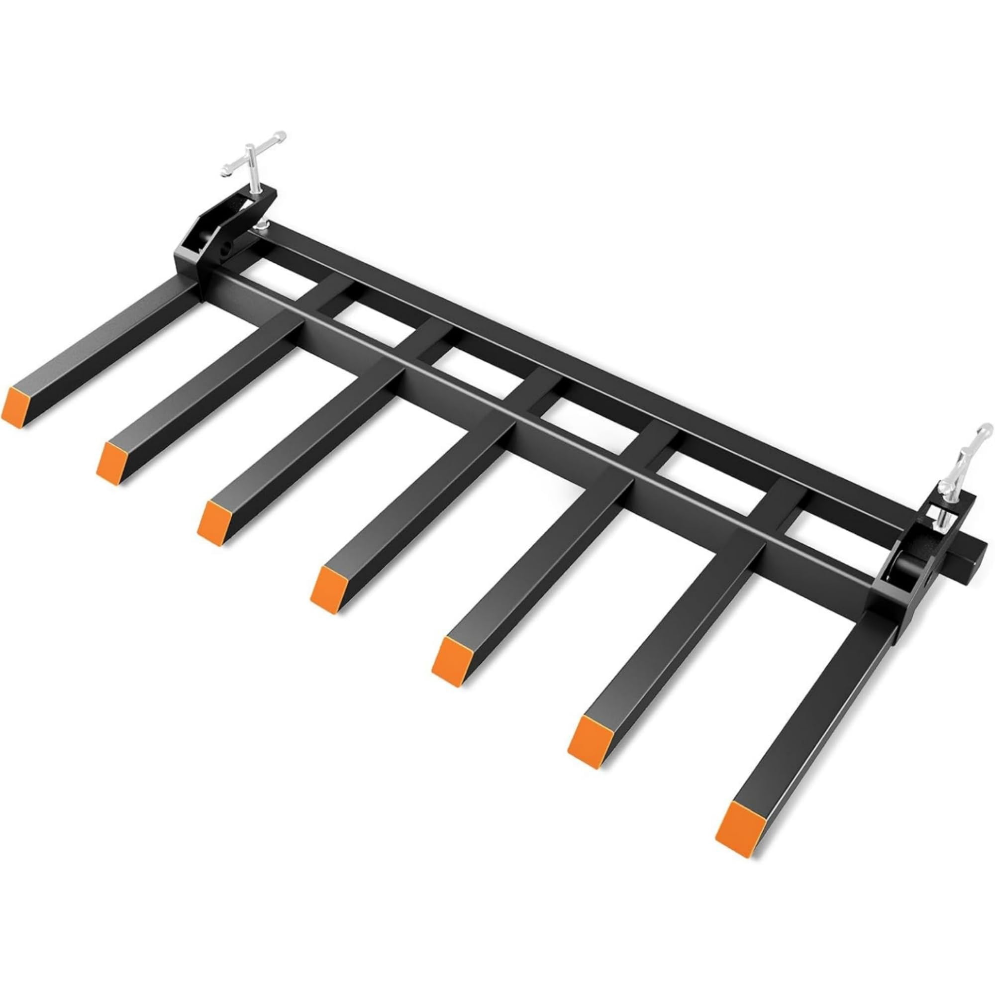 Garvee Clamp-On Debris Forks 7 Prong 5500 lbs Heavy Duty Pallet Fork Attachment for Tractors & Skid Steer Loaders Fits 68-72 Inch Buckets with Dual Nut Locking &ndash; Black