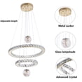 thumbnail image 4 of Miumaeov Modern LED Chandeliersr 2 Rings Dimmable Luxury Stainless Steel Ceiling Light for Dining Room Foyer Entryway Living Room, 4 of 16