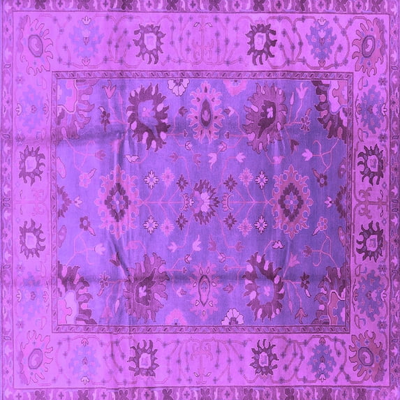 Ahgly Company Indoor Square Oriental Purple Traditional Area Rugs, 5' Square