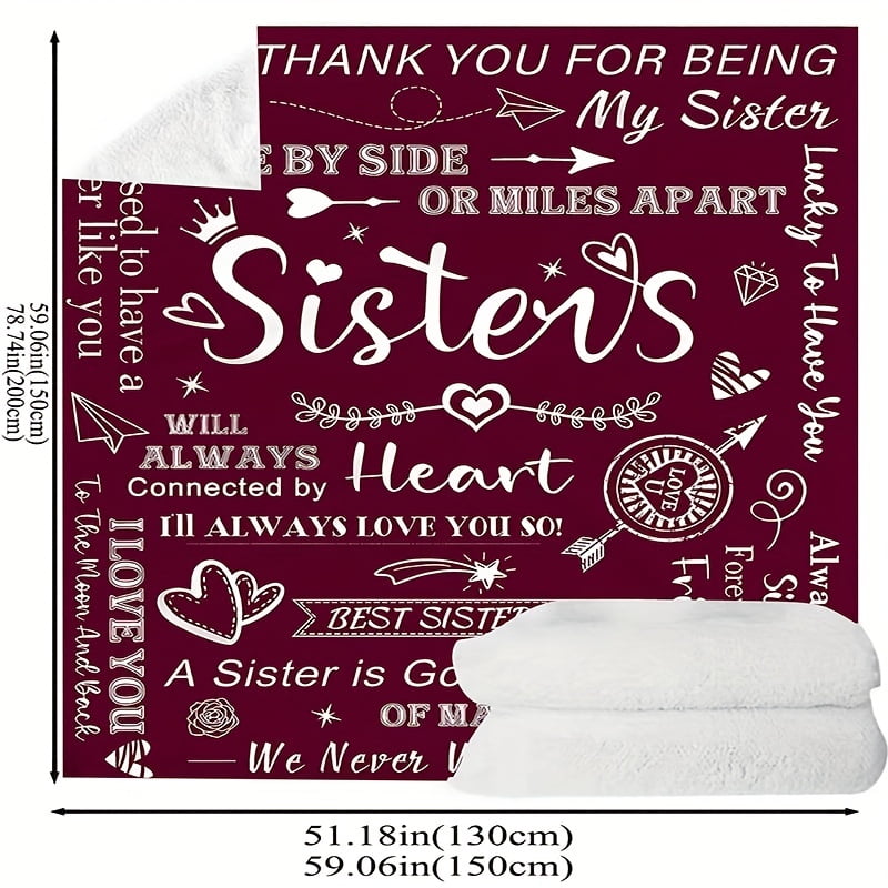 1pc To Sisters Gift Blanket Lady's Gift Sister Gift Birthday Gift Christmas Soft Cozy Purple Flannel Blanket