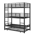 thumbnail image 4 of DreamBuck Triple Bunk Bed, Twin Size Metal Bunk Beds with Trundle for 4, Teens, with Built-in Ladder, Safety Guardrails, No Box Spring Needed, Noise Free for Dorm, Bedroom, Guest Room, Black, 4 of 7