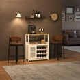thumbnail image 1 of Historyli Mueble bar de vinos de 3 niveles con luces LED,mueble bar de café con estantes ajustables,puerta de malla y deflector,pequeño mueble bar con botellero y portavasos para cocina,color blanco, 1 of 8