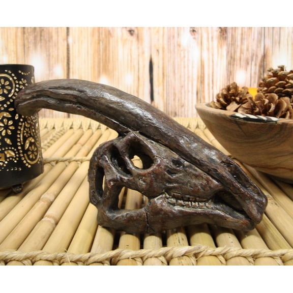 Faux Taxidermy Replica Parasaurolophus Dinosaur Head Fossil Small Skull Figurine