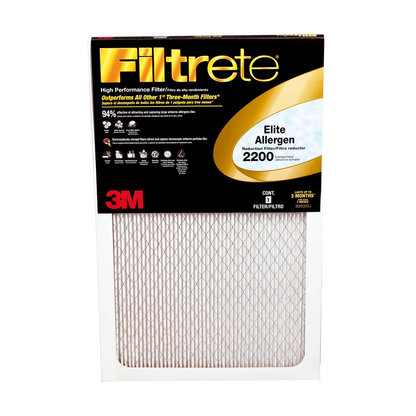 3M Filtrete 1900 Premium Allergen 14x25x1 Filter Single 