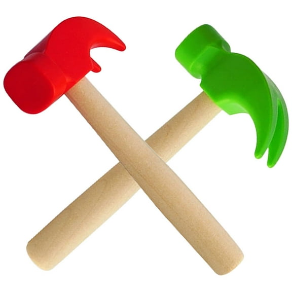 Luxshiny 2Pcs Hammer Plaything Red Green Wooden PP Plastic Pounding Neighborhood Events