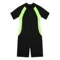 thumbnail image 3 of JanJean Boys Girls Swimwear Short Sleeve Zipper Front Bathing Suit Shorty One Piece Rash Guard Swimsuits Wetsuit Black Yellow 10, 3 of 7