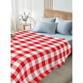 thumbnail image 4 of Twin Size Flat Sheet Only, Red White Plaid Soft Brushed Microfiber Bed Sheets, Modern Farmhouse Buffalo Check Gingham Hotel Quality Breathable Bedding Top Sheet, Easy Care, 66"x96", 4 of 9