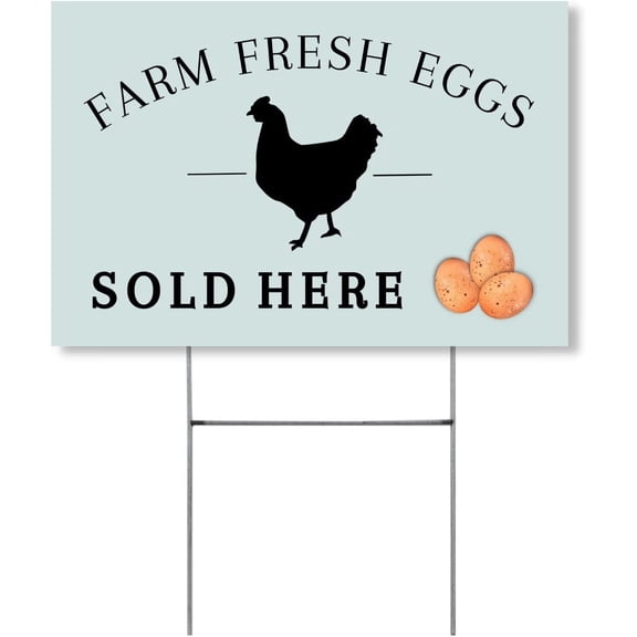 Fresh Farm Eggs Sold Here Yard Sign  Measures 18x12" inches  Chicken Coop Supplies  Farm Fresh Eggs Supplies