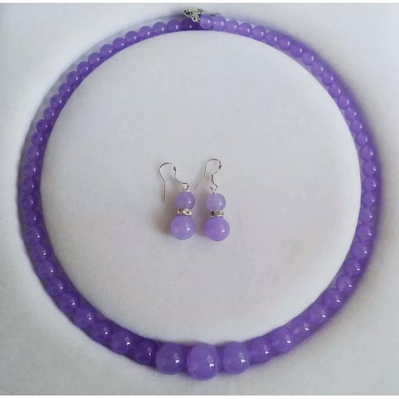 K-KED Fashion 6-14mm Genuine Alexandrite Gemstones Round Necklace Earrings Set 18"